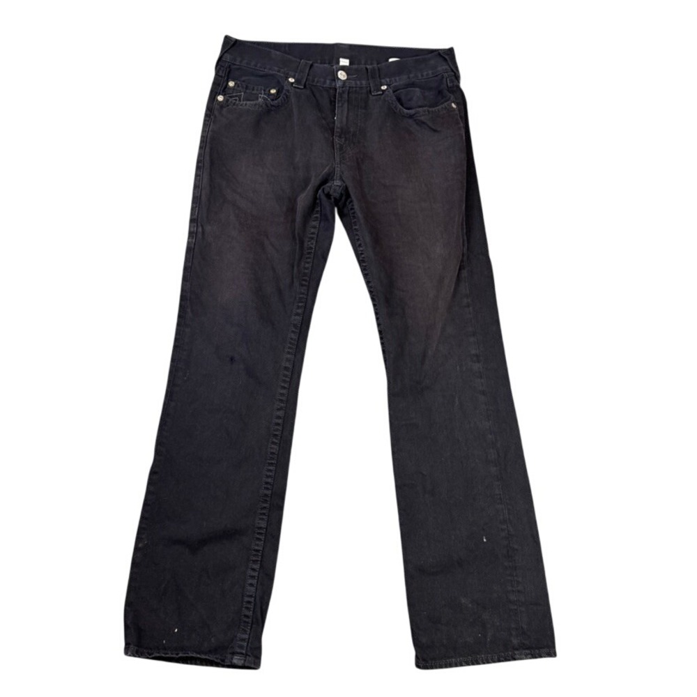 True Religion Mens Black Straight Leg Denim Jeans Size 33 RN112790 CA57414